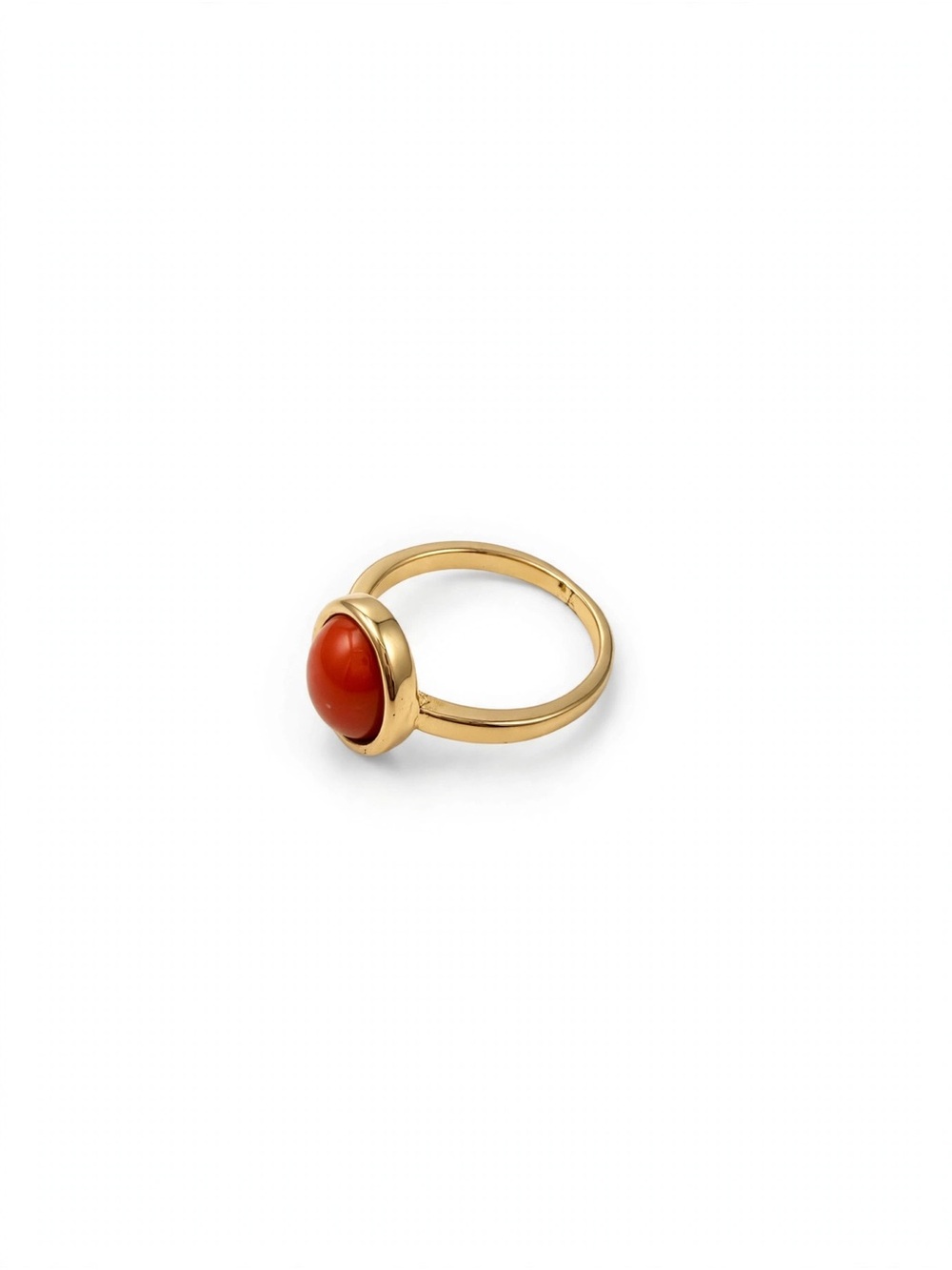 Gold Ring with Orange Cabochon Stone